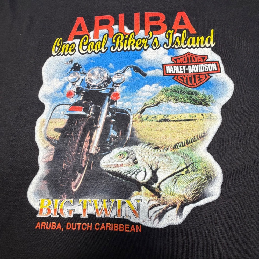 Vintage Harley-Davidson Aruba Caribbean Power Map Tee Black XXL 2004